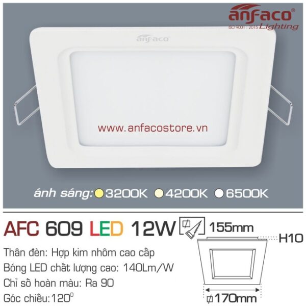 Đèn Anfaco LED panel âm trần AFC 609-12W