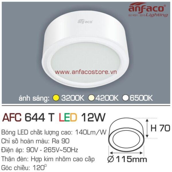 Đèn Anfaco LED downlight nổi AFC 644T 12W