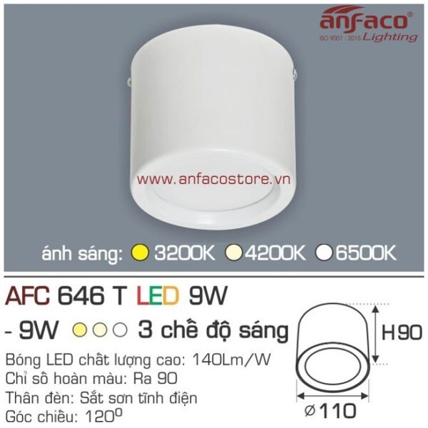 Đèn Anfaco LED downlight nổi AFC 646T 9W