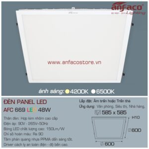 Đèn Anfaco LED panel âm trần AFC 669-48W 600x600
