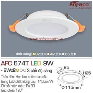 Đèn Anfaco LED downlight âm trần AFC 674T 9W