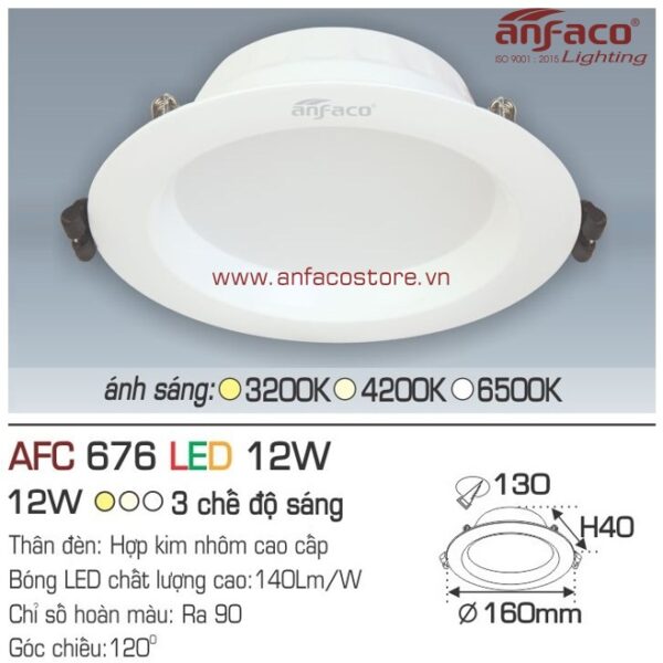 Đèn Anfaco LED downlight âm trần AFC 676-12W