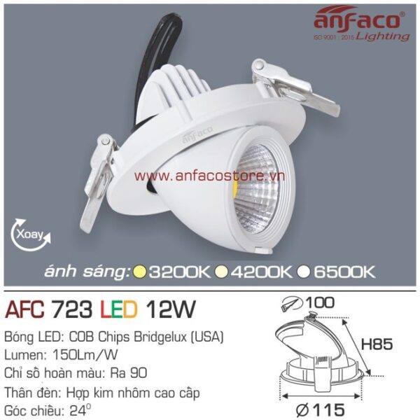 Đèn Anfaco LED downlight âm trần AFC 723-12W