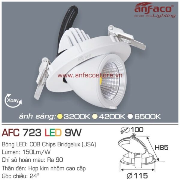 Đèn Anfaco LED downlight âm trần AFC 723-9W