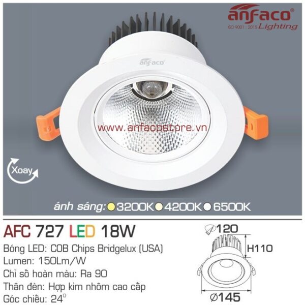 Đèn Anfaco LED downlight âm trần AFC 727-18W