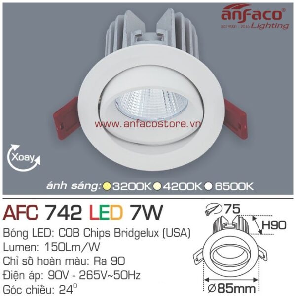 Đèn Anfaco LED downlight âm trần AFC 742-7W