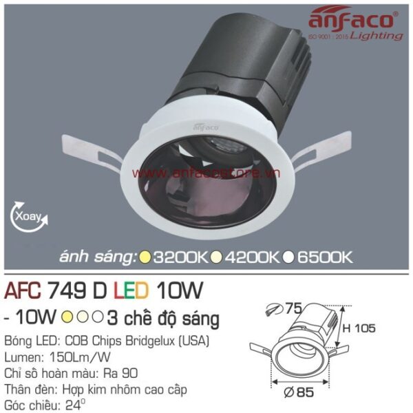 Đèn Anfaco LED downlight âm trần AFC 749D 10W