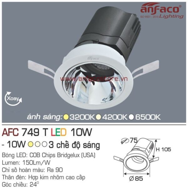 Đèn Anfaco LED downlight âm trần AFC 749T 10W