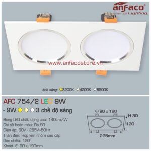 Đèn Anfaco LED downlight âm trần AFC 754/2T 9W