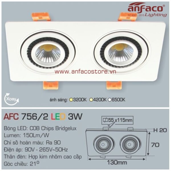 Đèn Anfaco LED downlight âm trần AFC 756/2-3W