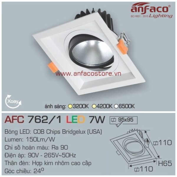 Đèn Anfaco LED downlight âm trần AFC 762/1-7W