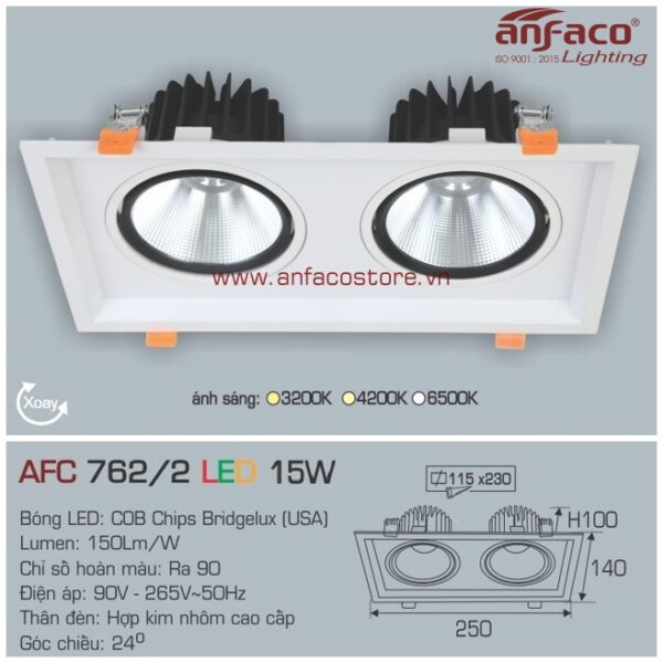 Đèn Anfaco LED downlight âm trần AFC 762/2-15W