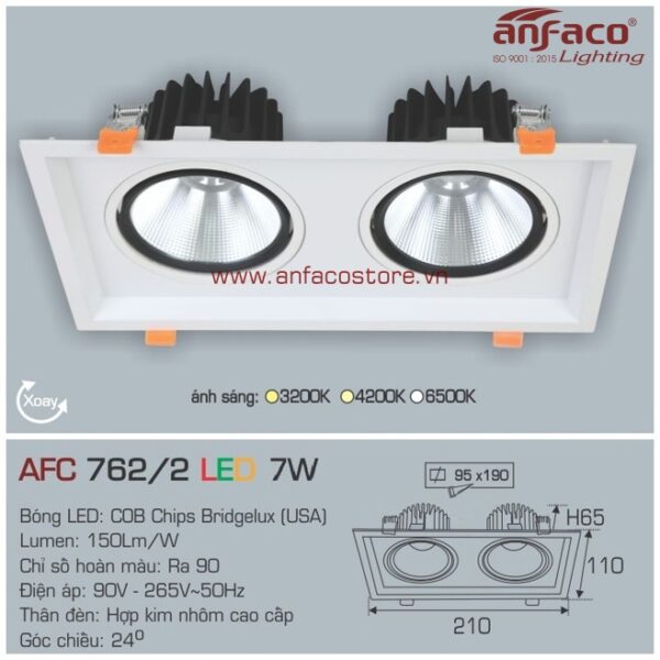 Đèn Anfaco LED downlight âm trần AFC 762/2-7W