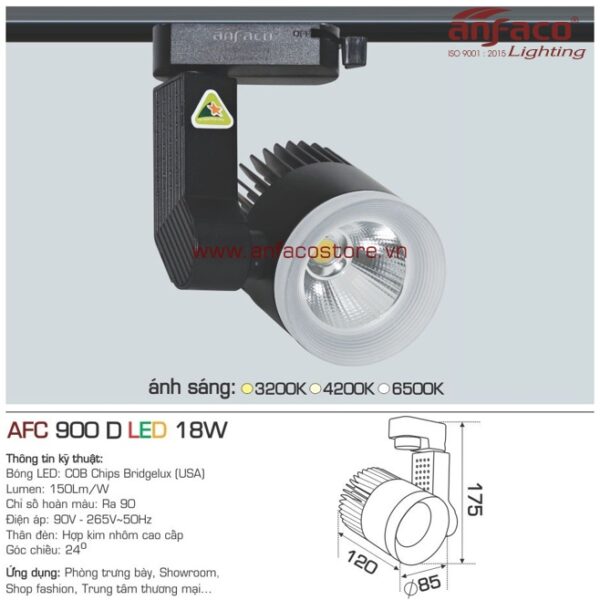 Đèn Anfaco LED tiêu điểm AFC 900D 18W đế ray