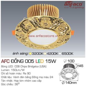 Đèn Anfaco LED downlight âm trần AFC đồng 005-15W