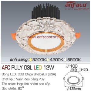 Đèn Anfaco LED downlight âm trần AFC Puly 03L 12W