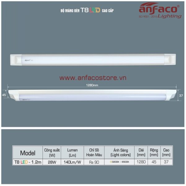 Bộ máng đèn LED Anfaco AFC T8-1m2 28W