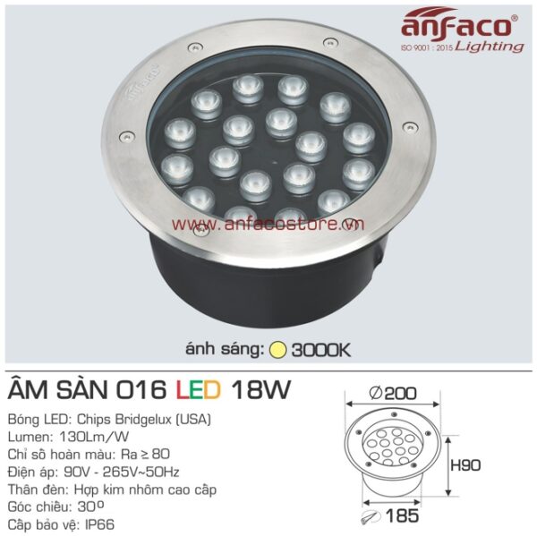 Đèn Anfaco LED âm sàn AFC 016-18W