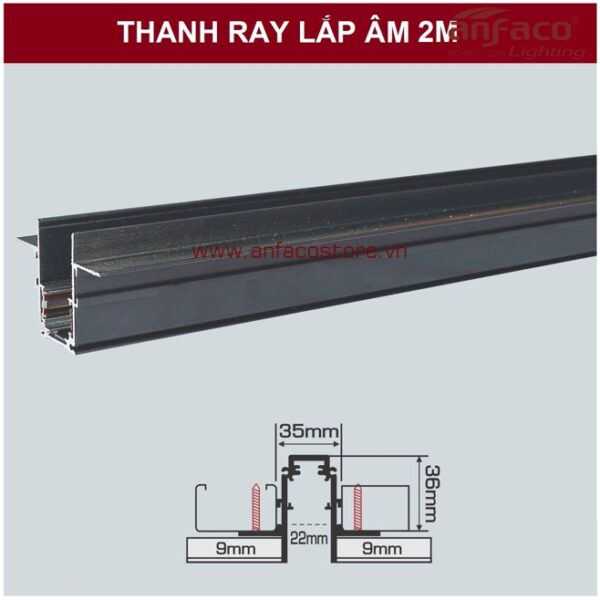 Thanh ray nam châm Anfaco gắn âm 2M