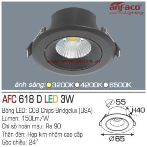 Đèn Anfaco LED downlight âm trần AFC 618D 3W