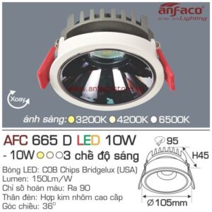 Đèn Anfaco LED downlight âm trần AFC 665D 10W