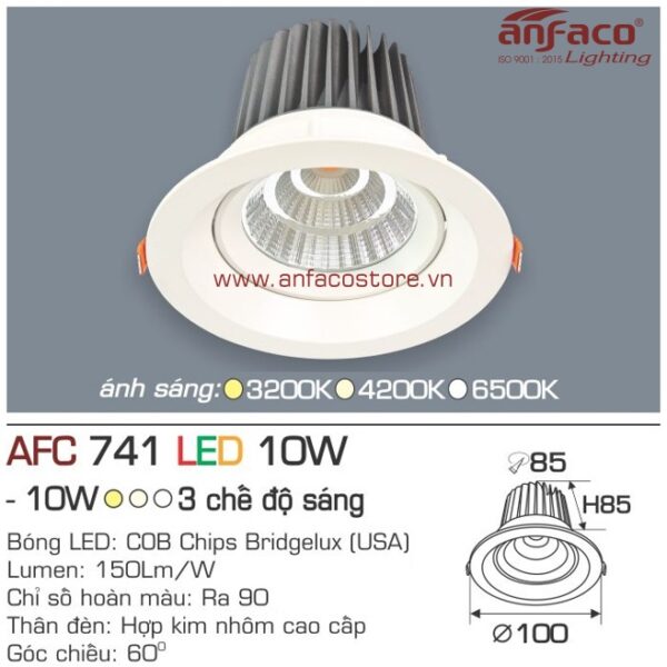 Đèn Anfaco LED downlight âm trần AFC 741-10W