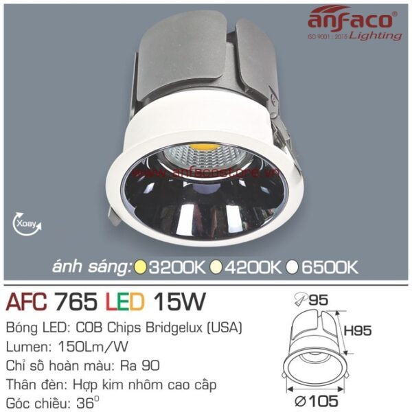 Đèn Anfaco LED downlight âm trần AFC 765-15W