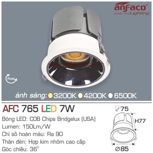 Đèn Anfaco LED downlight âm trần AFC 765-7W