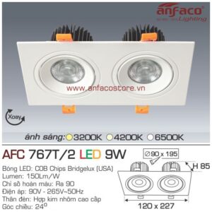 Đèn Anfaco LED downlight âm trần AFC 767/2T 9W