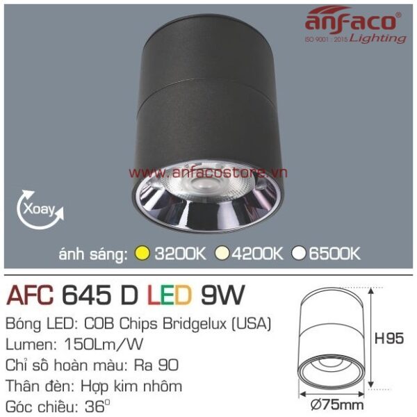 Đèn Anfaco LED downlight nổi AFC 645D 9W