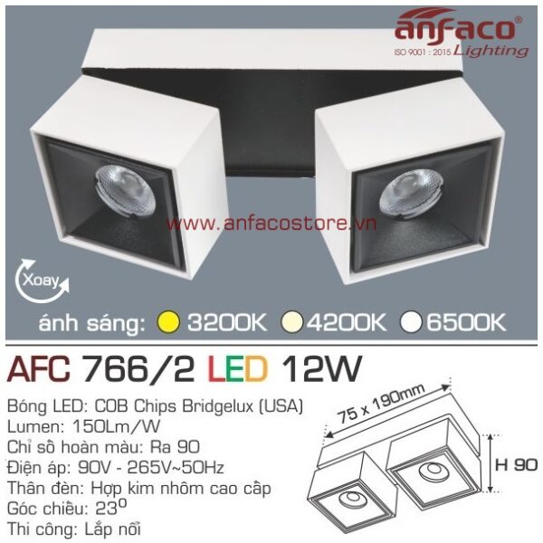 Đèn Anfaco LED downlight nổi AFC 766/2-12W