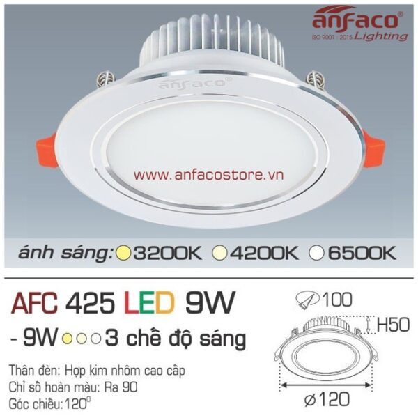 Đèn Anfaco LED downlight âm trần AFC 425-9W