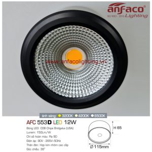 Đèn Anfaco lon nổi downlight AFC 553D 7W 12W vỏ đen