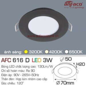 Đèn Anfaco LED downlight âm trần AFC 616D 3W