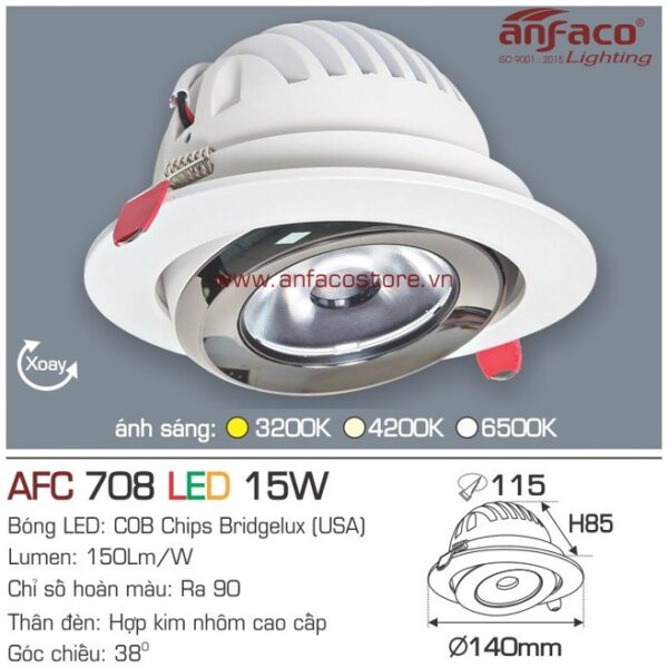 Đèn Anfaco LED downlight âm trần AFC 708-15W