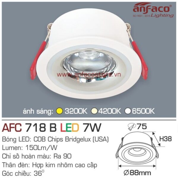 Đèn Anfaco LED downlight âm trần AFC 718B 7W