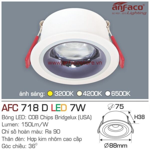 Đèn Anfaco LED downlight âm trần AFC 718D 7W