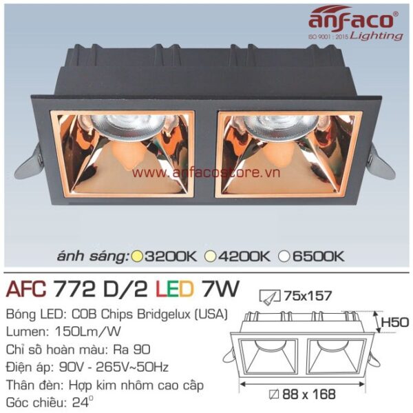 Đèn Anfaco LED downlight âm trần AFC 772/2D 7W